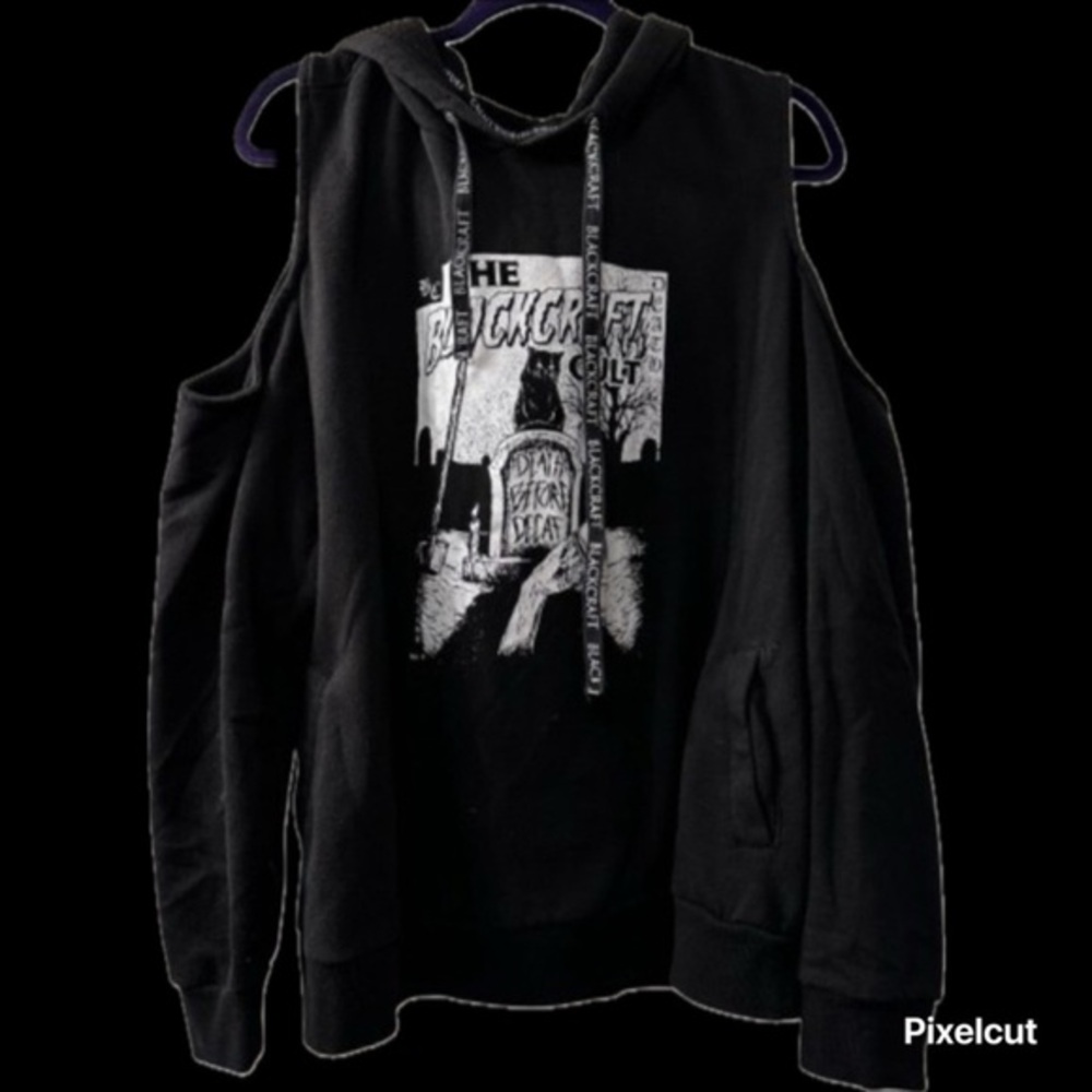 Rare Blackcraft Cult Death Before Decaf Cold Shoulder Hoodie Women Plus Size 3X